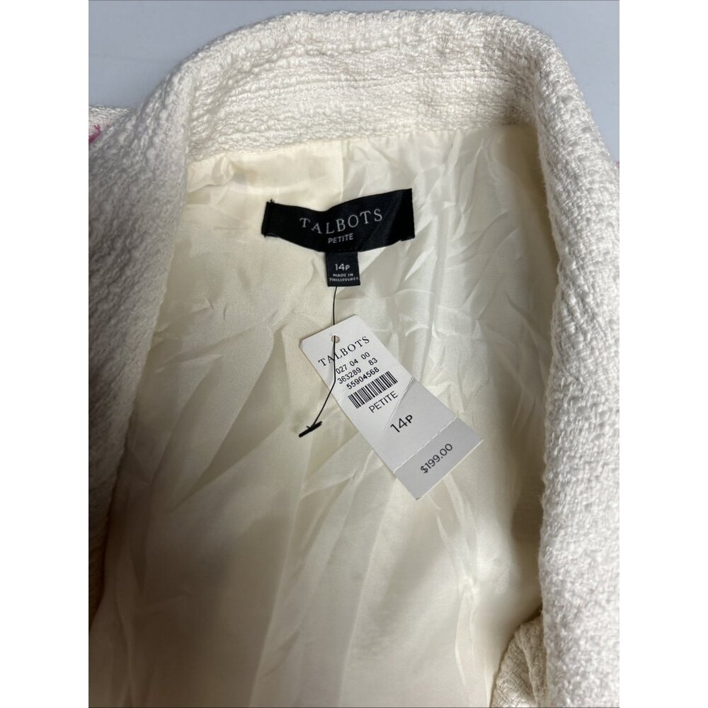 Talbots Ivory Tweed Blazer with Pink Trim - Picture 3 of 8